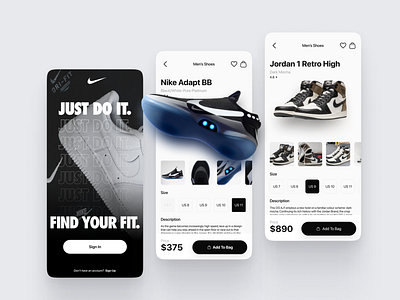 Nike Shoe Store Mobile App UI Design