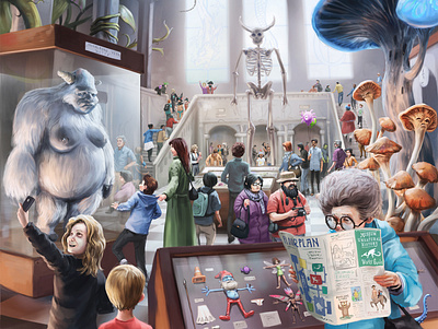 The Museum of Unnatural History digital painting fantasy illustration whimsical