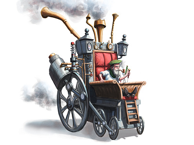 Steammobilty illustration steampunk whimsical