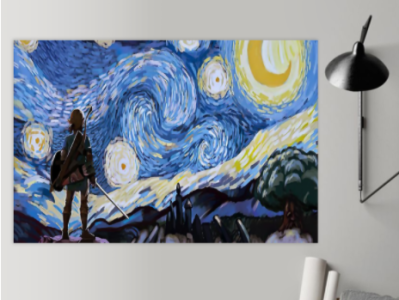 Starry Night Legend of Zelda design illustration