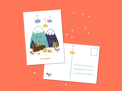 Let's Explore childrens illustration explore greeting card illustration mountains