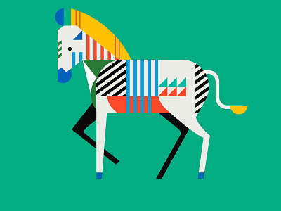 Geometric Zebra Coloured by Jono Yuen on Dribbble