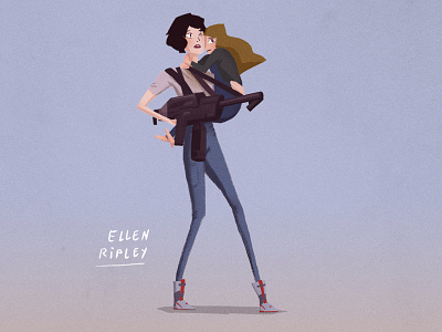 'Screen Moms' (1/5) - Ellen Ripley 90s aliens digital art film illustration ipad mom mothers day procreate ripley sigourney weaver women