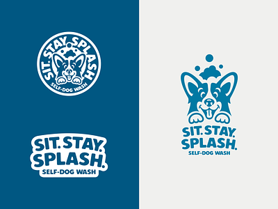 Sit.Stay.Splash Branding branding corgi dog graphic design illustration logo logo design vector