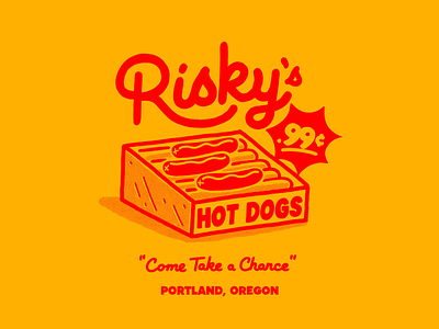 Risky's Hot Dogs apparel fun graphic design handlettering lettering typography vector vintage