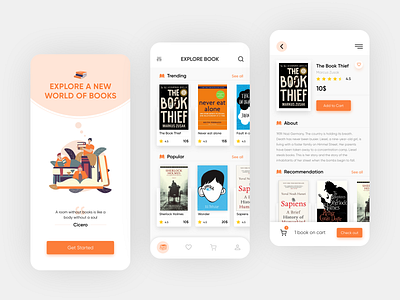Book App Design book app books bookworm clean design design mobile app mobile app design ui