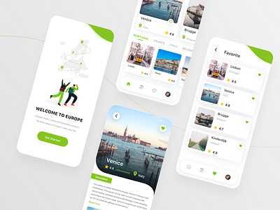 Travel App Concept - Europe Discovery adobe xd clean design illustration mobile app mobile app design onboarding travel app ui ui design