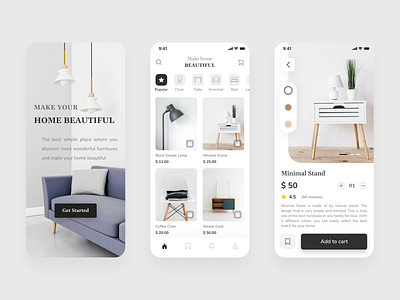 Furniture App - Minimal Concept clean design design figma furniture app minimal design mobile app mobile app design ui ui design