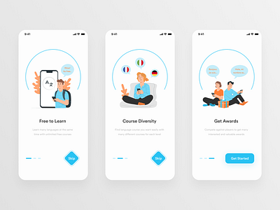 Language App Concept - Onboarding clean design design figma illustration language app mobile app mobile app design ui ui design