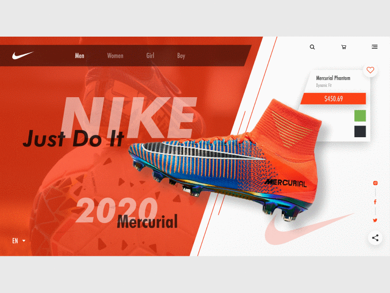 Web Design Animation - Nike Website animated gif animation branding design ecommerce figma nike ui ui design web design