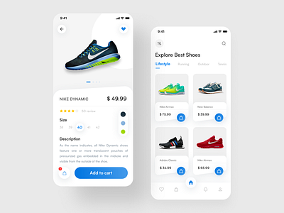 Shoes E-commerce App - Clean Concept branding clean design design ecommerce figma minimal mobile app mobile app design nike shoes app ui ui design