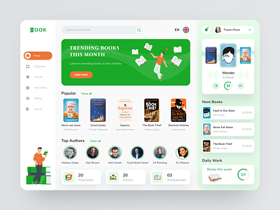 UI Concept - Book Library Dashboard by Bruno on Dribbble
