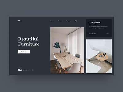 Furniture Agency Website dark mode design elegant minimal ui ui design uiux web design