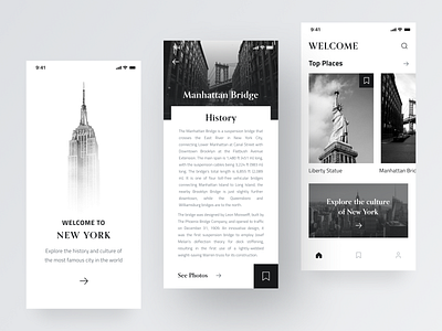 UI Concept - New York Mobile App clean design elegant minimal mobile app mobile app design new york travel app ui ui design uiux