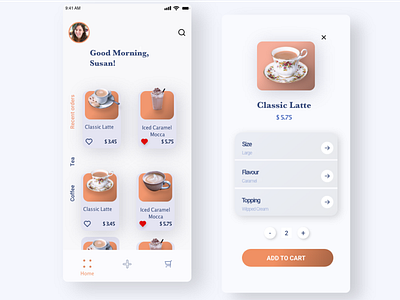 Coffee Shop adobe xd clean design coffeeshop mobile ui morning coffee reusable soft looking