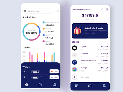 Stock Trading App adobe xd banking app clean mobile design stock uidesign vector art