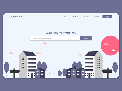 PG Finder Design Concept adobexd clean home house rent illustraion landing page paying guest pg rent a house renting userexperience userinterface vectorart