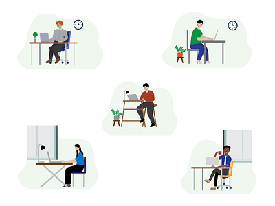Office workers sitting at desks character sitting figure drawing human human illustration illustration infographics people sitting people working