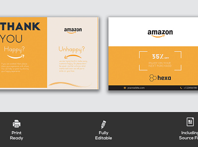 Amazon Thank You Card, Product Insert branding card creative design graphicdesign illustrator product insert stationary thankyou