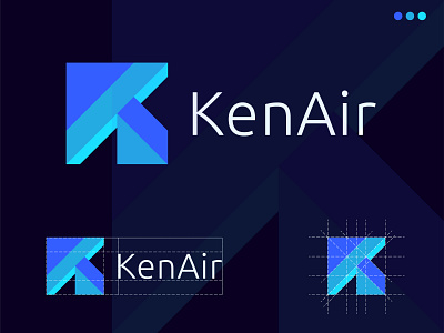 Modern K Letter Mark 3D Geometric Airlines Logo