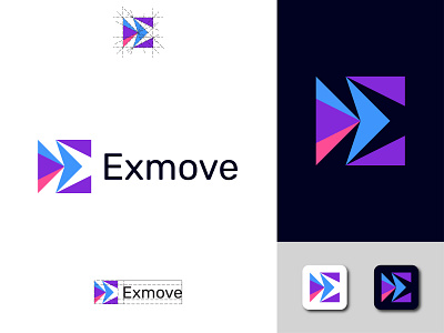 Modern E Letter Geometric Abstract Logo