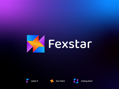 Modern F Letter Star Mark Coding Logo