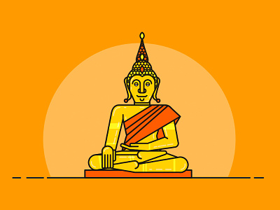 Golden Buddha - Thailand Serie app buddha flat icon logo thailand typography ui vector web