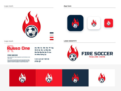 Fire Soccer Game Logo Design Template app branding design illustration logo typography ui ux vector web