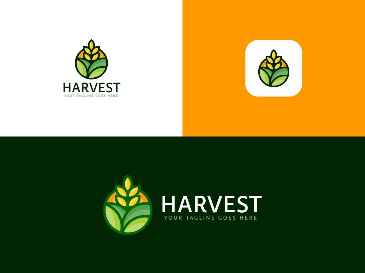 #127 Harvest Greeb Flower Logo Design Template by Logo Design Zone on ...