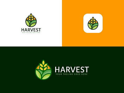 #127 Harvest Greeb Flower Logo Design Template
