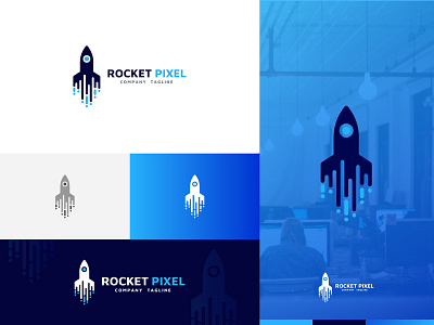 Rocket Pixel Logo Design Template