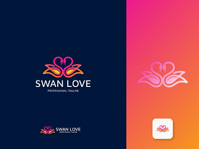 Swan Love Logo Design Template