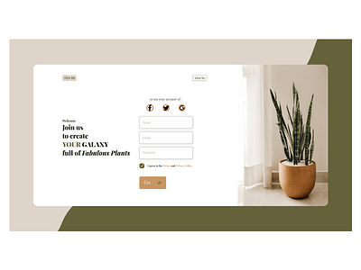 signup branding dailyui design minimal plants ui ux web website