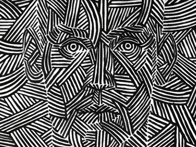 Complications self portrait animation black drawing face gif illusion illustration ink optical self portrait white