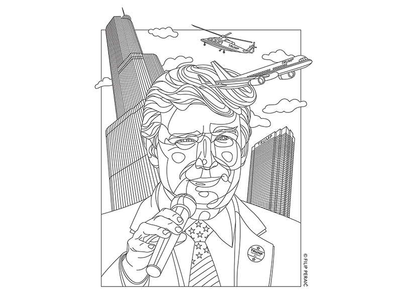 Donald Trump art book coloring donald drawing editorial forbes illustration portrait trump