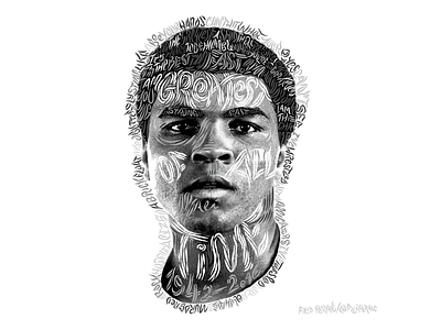 Tribute to Muhammad Ali ali black and white boxing drawing illustration lettering muhammad ali portrait rip typography