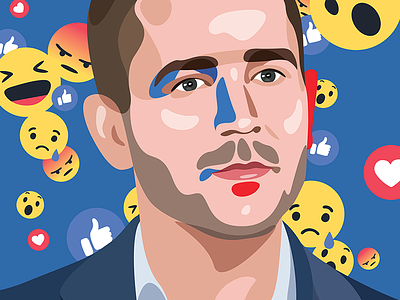Facebook's Chris Cox c level editorial emoticons face facebook fb forbes illustration portrait reactions vector