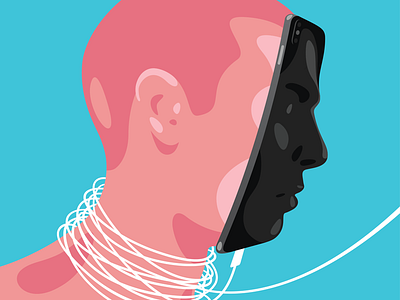 Self Portrait with an iPhone apple cable face illustration iphone iphone 7 iphone x portrait profile screen self slave