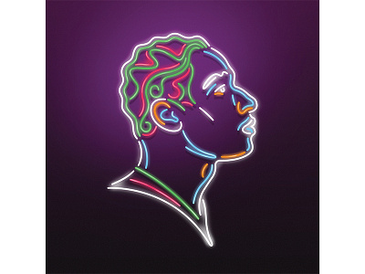 01 Bet Ain't Worth A Hand art cover illustration leon bridges music neon portrait profile sony