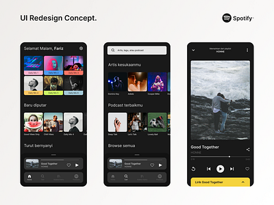 Redesign Spotify app design creative creative design daily ui dark mode dark theme dark theme ui design app figma figma design redesign spotify ui ui ux ui design uidesign uiux