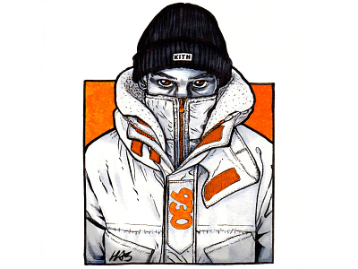 KITH dribbble artwork brush pens copicmarkers design illustration inking inktober photoshop editing portrait illustration