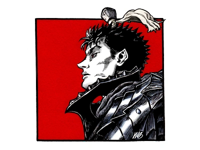 BERSERK GUTS, The Struggler anime artwork berserk brush pens character copicmarkers design graphic design illustration inking manga portrait illustration