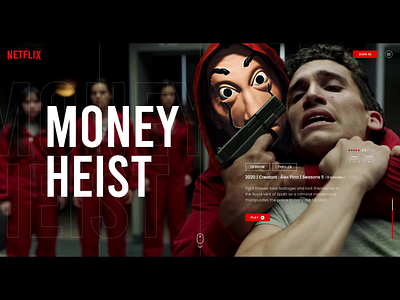 Netflix Money Heist design moneyheist netflix red redesign responsive web design thriller web webdesign