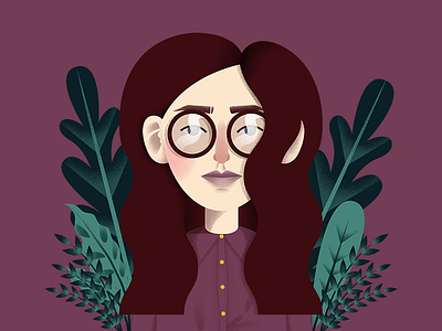 woman character glasses illustration noise plats portrait woman