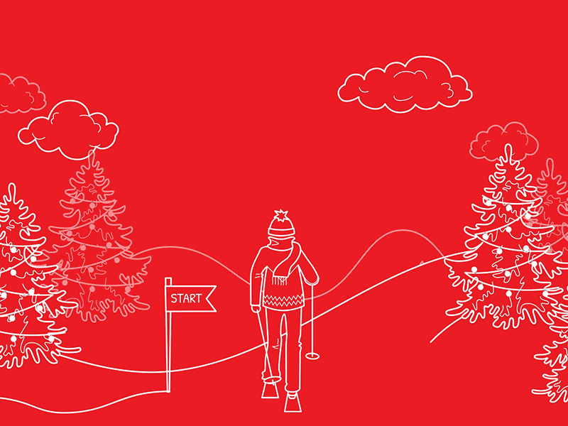 christmas game christmas game game design illustration lights lines red skier