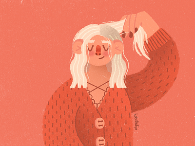 Blushing blond blushing bright character character design girl hair illustration orange