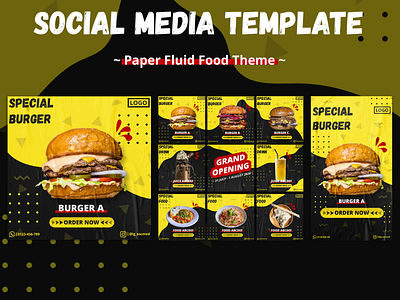 Paper Fluid Food Feed/Story Design advertising art instagram instagram feed instagram post instagram stories instagram template modern post pack stories social media story template
