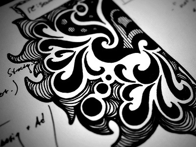 Curly Cues black doodle grey penink sketch white