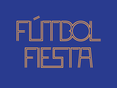 FÚTBOL FIESTA Logotype blue font logo typography yellow