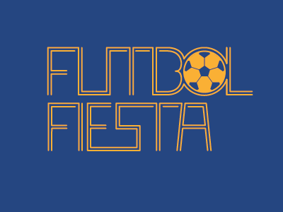 Fútbol Fiesta (Revised) blue fiesta fútbol lettering logo soccer yellow